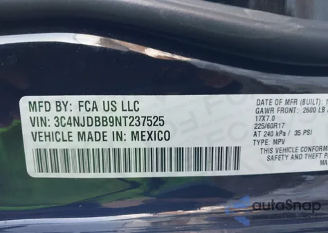 2022 Jeep Compass Latitude 4X4 from USA, damaged, VIN 3C4NJDBB9NT237525